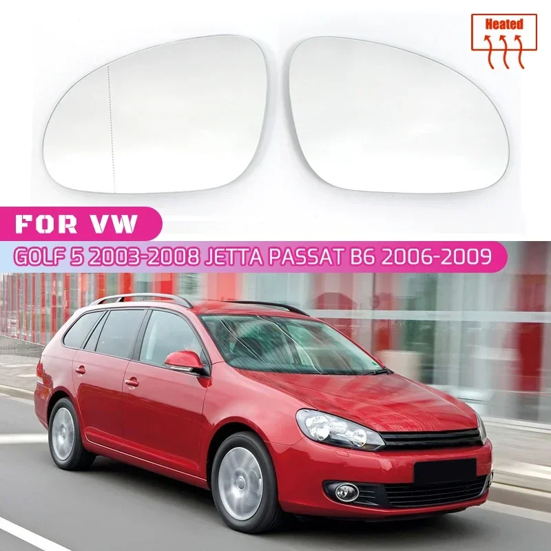 

Left Right Side Heated Mirror Blue White Glass Lens Replacement For VW Golf 5 MK5 Jetta Passat B6 2005-2009 3C0857521 3C0857522