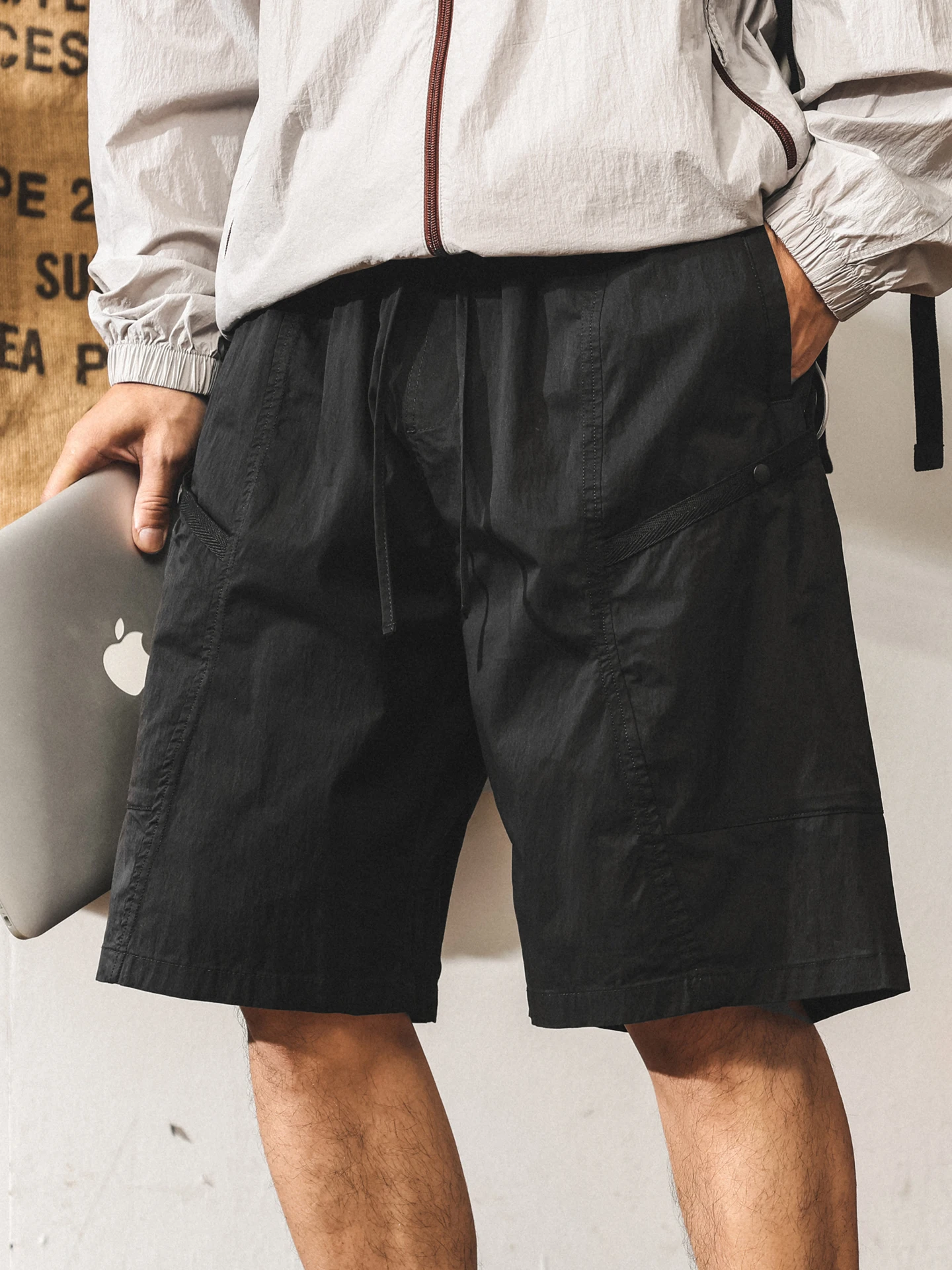 

American Sle Outdoor Functional Qui Dry Workwear orts Men's Summer Trendy Brand Large ket Five-Quarter Loose Ice Sil...