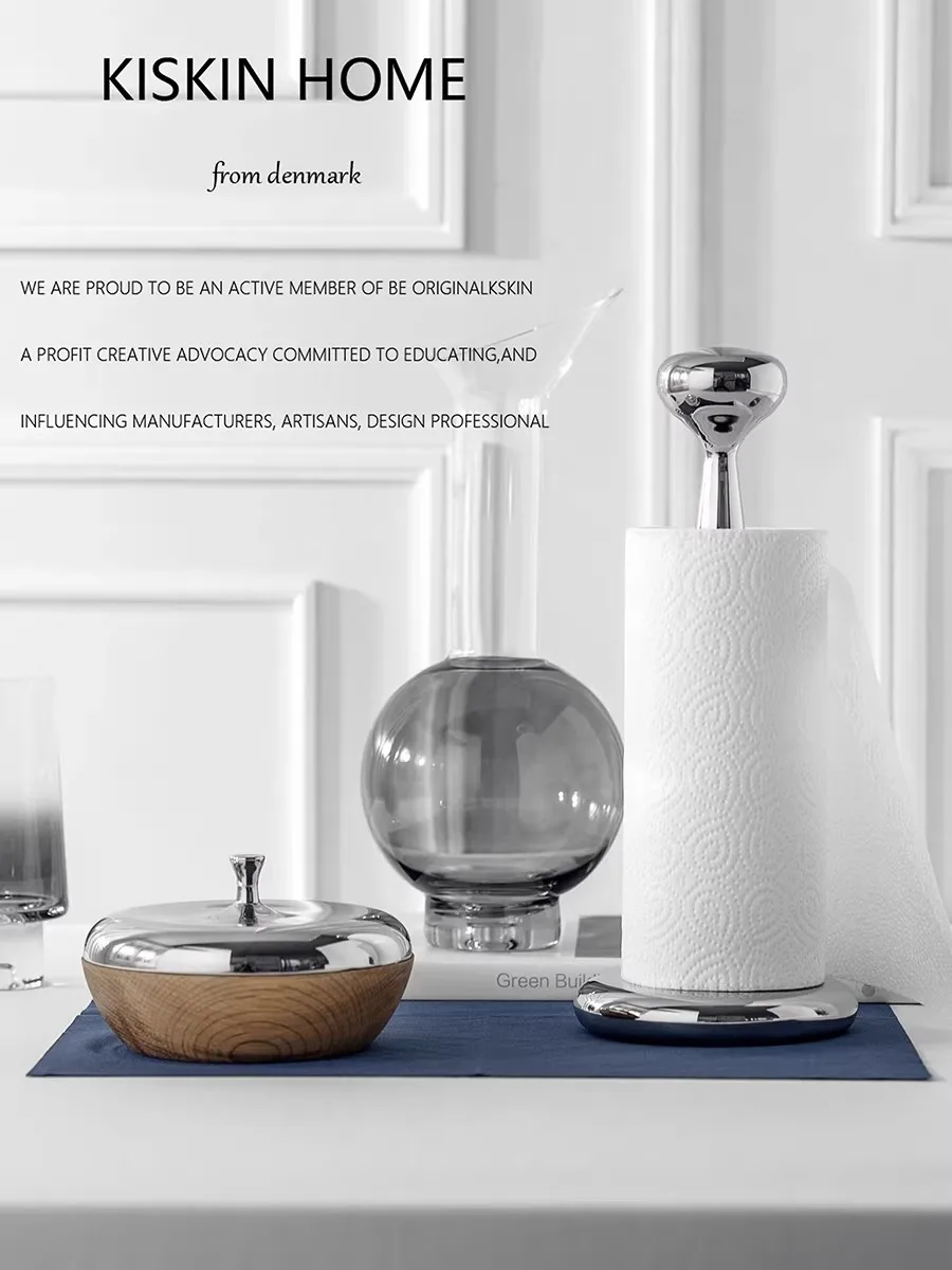 Light Luxury Home use Stainless steel Vertical Tissue Rack Kitchen Paper Roll Rack Living Room Decoration Paper Towel Rack