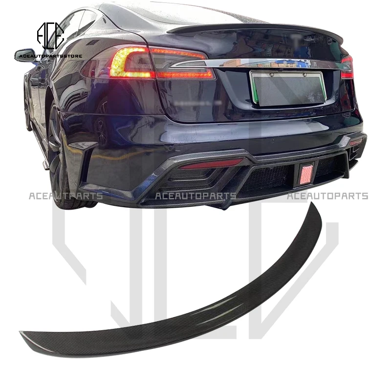 

Carbon Fiber Rear Boot Trunk Lip Spoiler Wing for Tesla Model S Sedan 2012-2019
