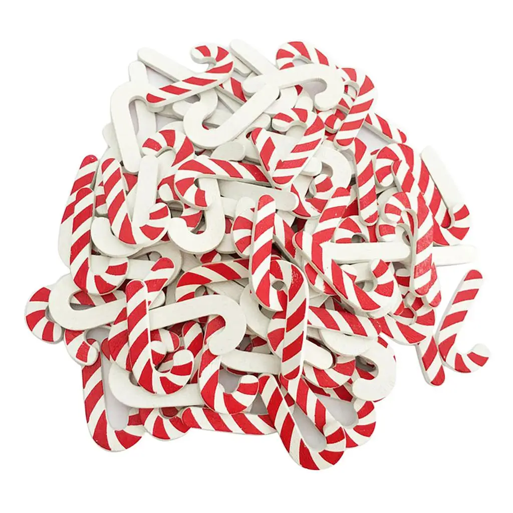 Christmas Candy Cane Wooden Shapes DIY Painted Embellishments Art Toys for Holiday Wedding Table Home Decoration