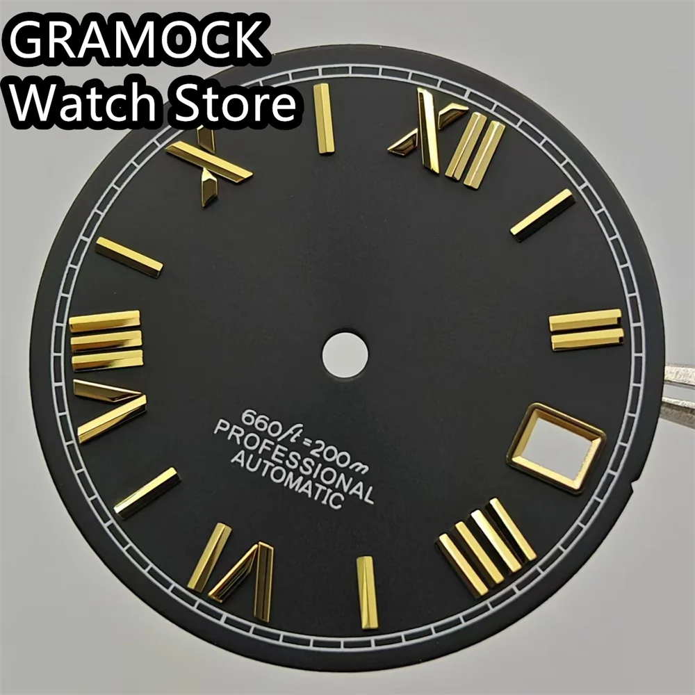 GRAMOCK 29mm Roman Index Dial Black White Gold Red Blue Dial suitable for NH35 NH36 movement watch accessories repair tools