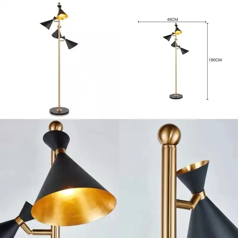 Nordic Style Tall Tripod Floor Lamp Wrought Iron Standing Light for Hotel Bedroom Living Room Home Decoration Modern Design
