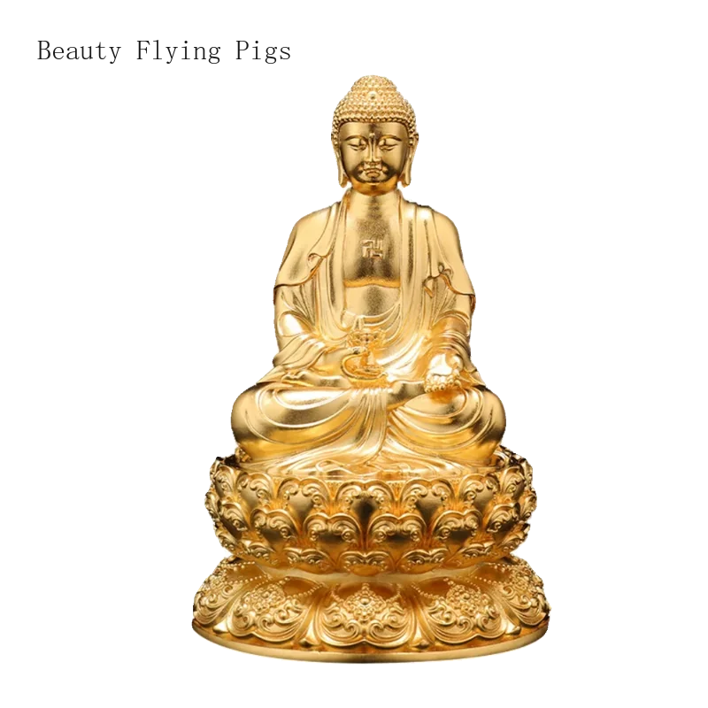 

1PCS brass plated with 24K gold Shakyamuni Ksitigarbha Guanyin Bodhisattva Medicine Buddha offering feng shui ornaments