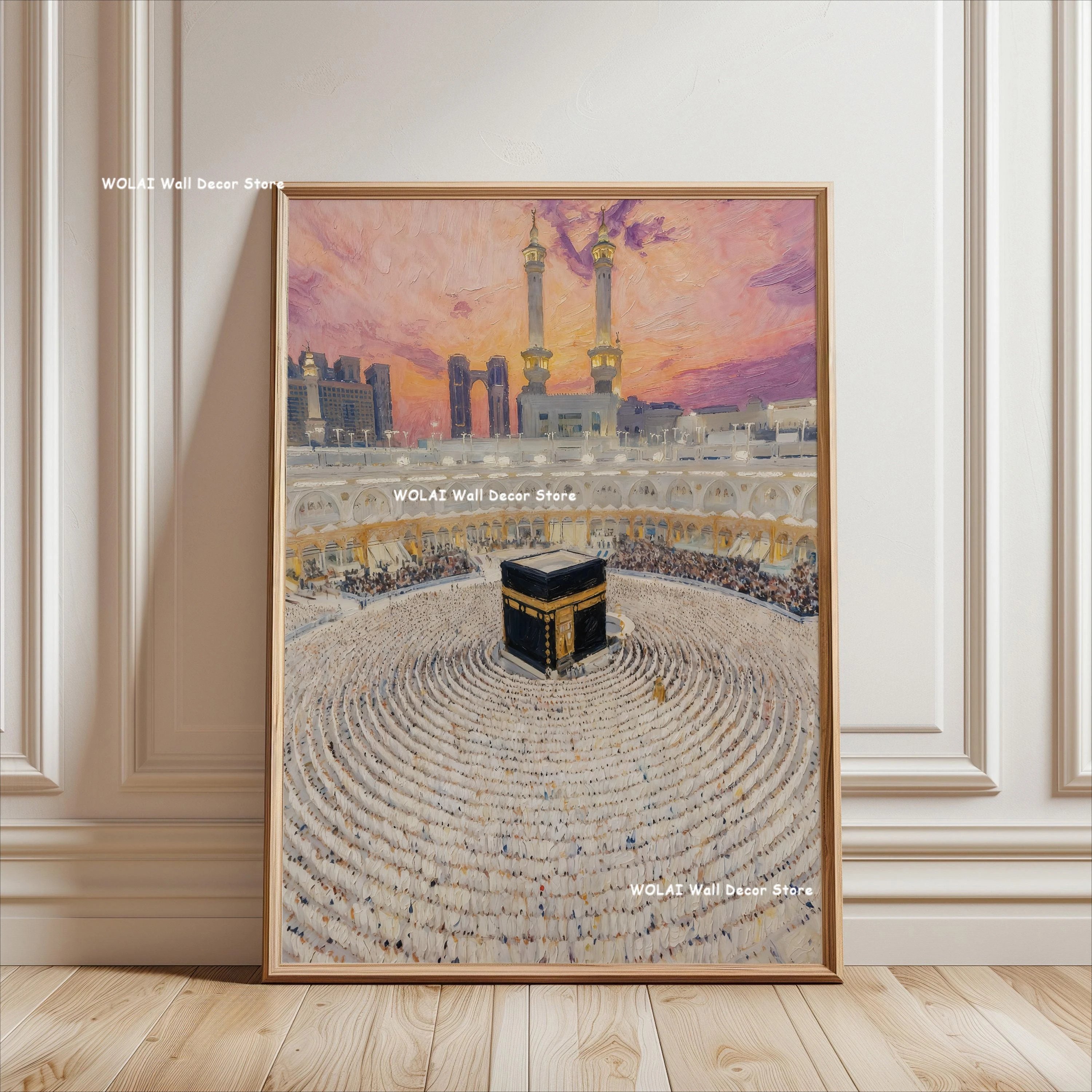 Ayatul Kursi Black Beige Islamic Arabic Calligraphy Canvas Print Muslim Sacred Mosque Building Wall Art Poster for Home Decor view 4