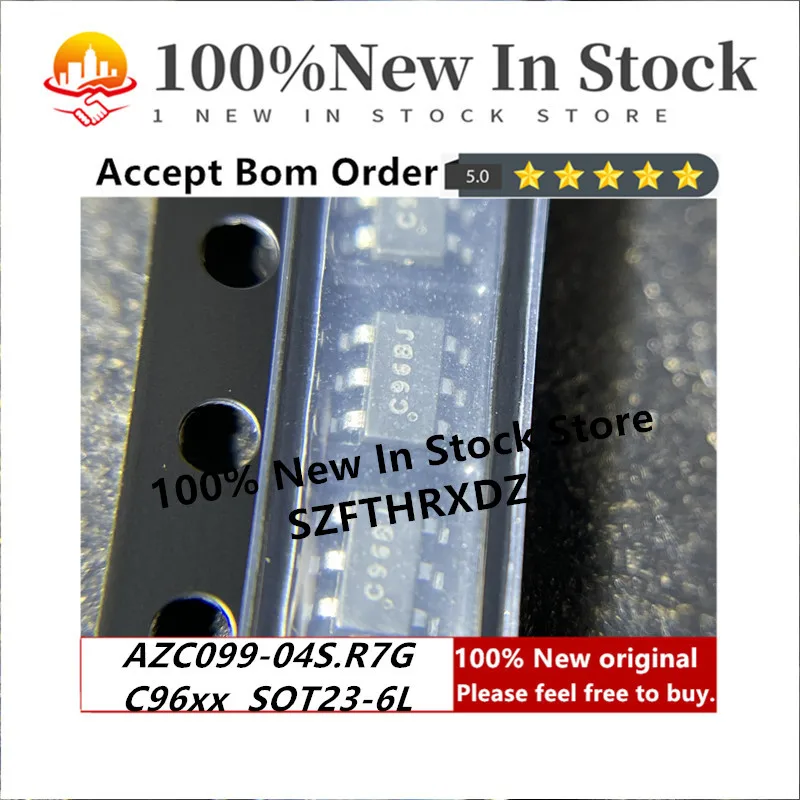 100% NEW ORIGINAL AZC099-04S.R7G C96xx SOT-23-6L AZC199-04S.R7G C16xx SOT23-6L ESD static protection chip