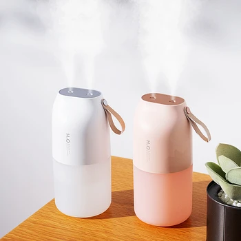 Humidificateur d'air sans fil Portable, Rechargeable par USB, purificateur avec lampe LED, Mini diffuseur d'eau aromatique électrique à double buse pour voiture