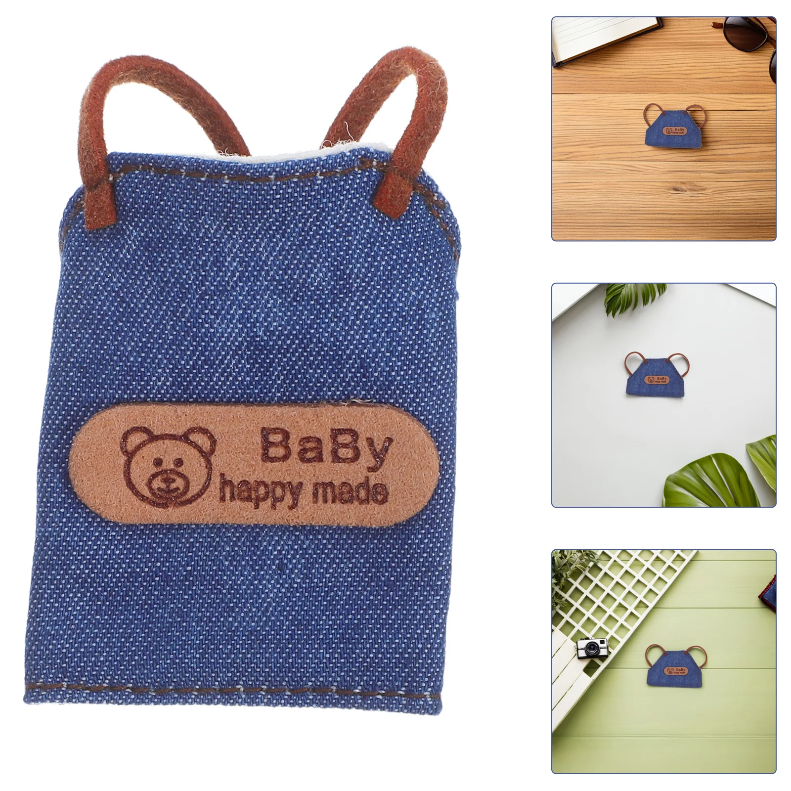 

4Pcs Mini Denim Aprons 10Cm Miniature Denim Apron for Dress Up Outfit Dollhouse Clothing Accessories Creative Handicraft Gift