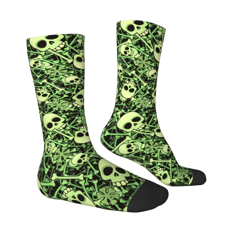 Крутые мужские носки со страшным рисунком черепа на заказ, унисекс, теплые удобные носки с 3D принтом на Хэллоуин, ужасы