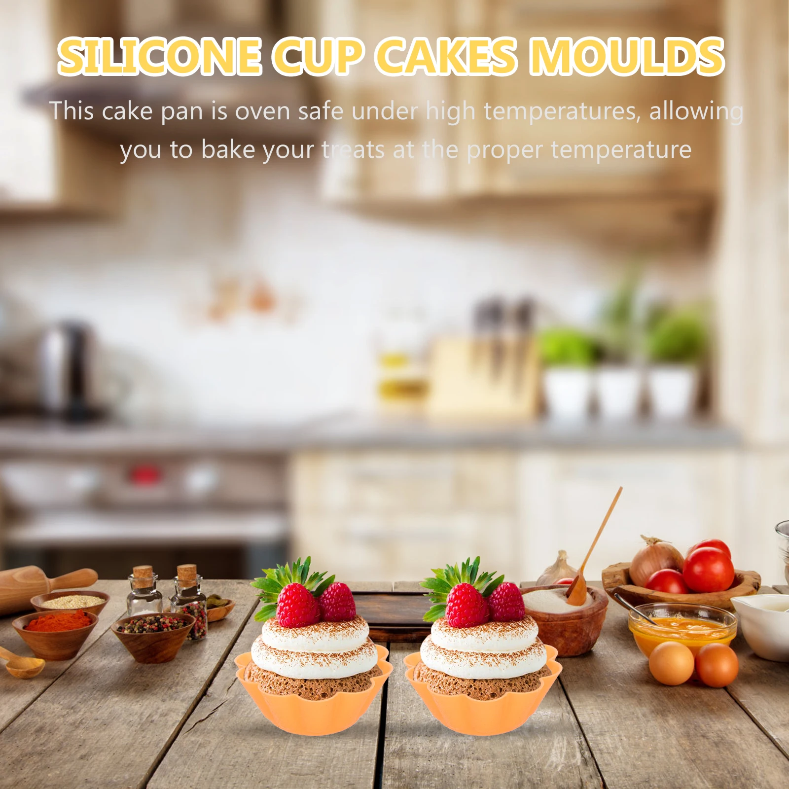 

6Pcs Silicone Baking Cups Flower Muffin Liner Non-Toxic Reusable Bakeware for Cakes Desserts Pudding Silicone Baking Cups