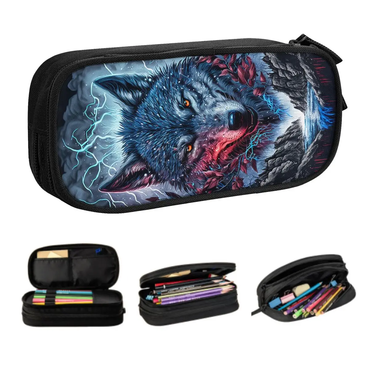 

Customized Animal Wolf Kawaii Pencil Cases Girl Boy Large Capacity Pencil Box Student School