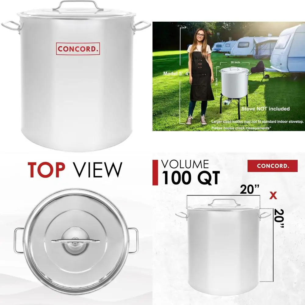 

Большой чайник из нержавеющей стали емкостью 100 литров для приготовления пищи, большая емкость для кухни Essential