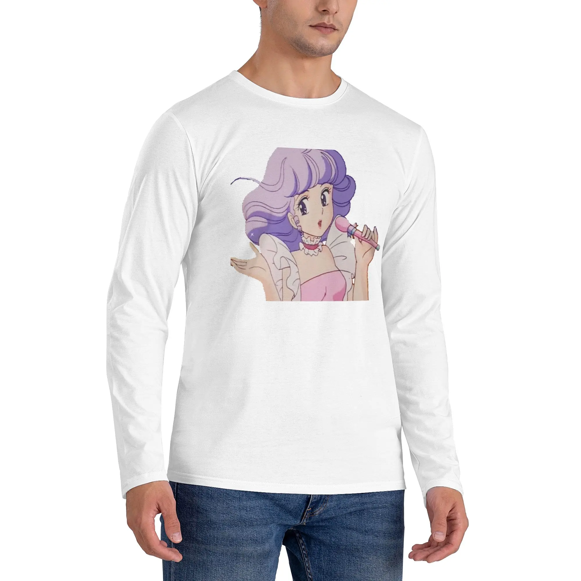 

Кремовая мужская футболка с длинными рукавами Mami, дышащие футболки с круглым вырезом, весенние и осенние мужские топы