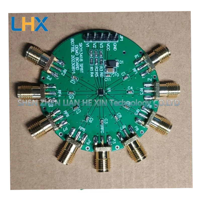 SKY13418 8-position 1-select SP8T switch, 0.1G, 10K-6G, test board, single-pole eight-throw, RF microwave