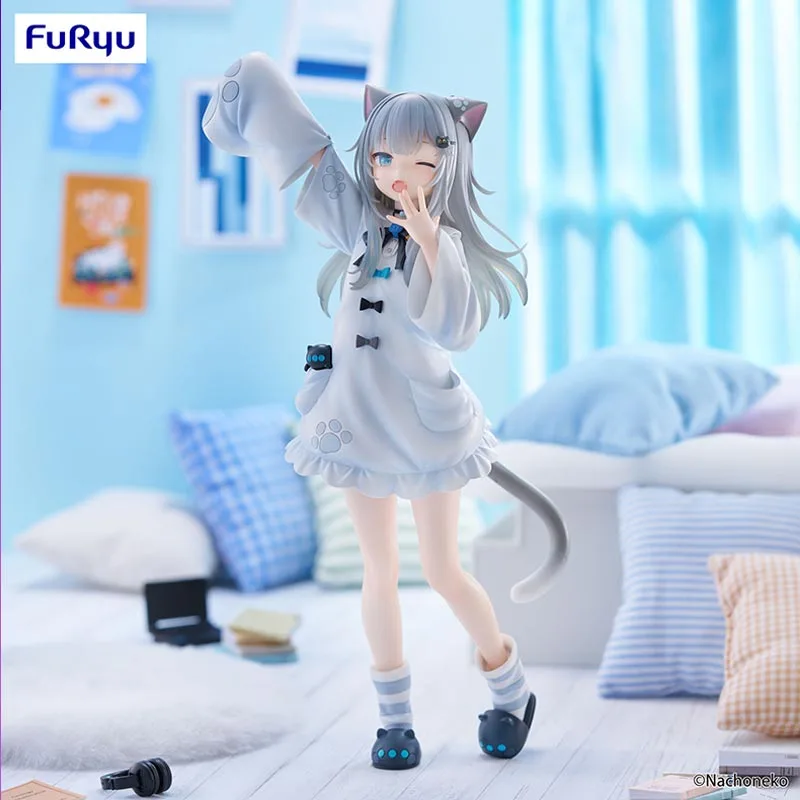 

22cm Genuine Furyu Nachoneko Series Virtual YouTuber TTI cat lap milk Anime Action Figure Model Toys Gift for Birthday