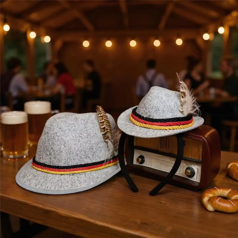 Hot kf-Retro Decoration Felt Oktoberfest Headband Hat Beer Festival Head Piece For Adults For Adults Halloween