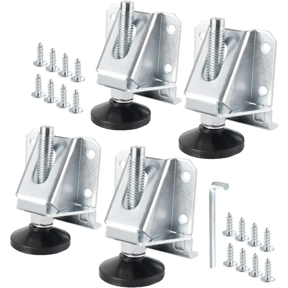 

Leveling Feet 4PK, Heavy Duty Adjustable Furniture Leg Levelers with Non-Marring Pads, Screws and Lock Nuts for Work Be