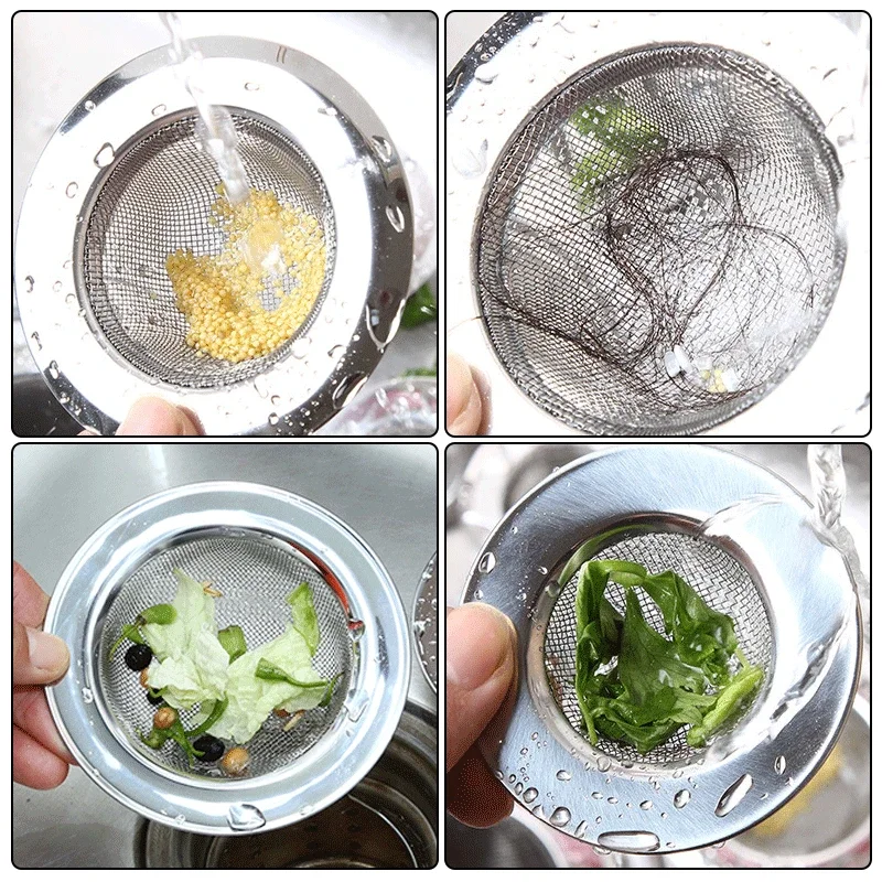 1PCS Kitchen Sink Filter Stainless Steel Mesh Sink Strainer Filter Bathroom Sink Strainer Drain Hole Filter Trap Waste Screen