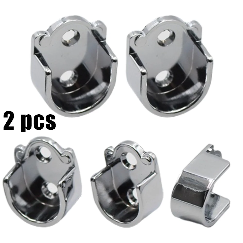 2 Pcs Wardrobe Bracket Heavy Duty Rod Socket Flange Rod Holder Closet Rod End Support U Shaped Rail Support Furniture Hardware