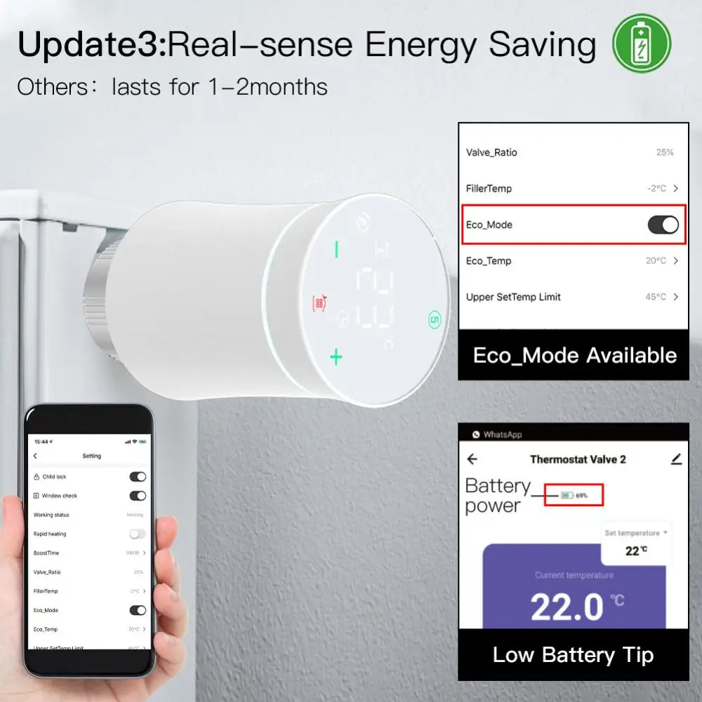 ZigBee3.0 TRV Radiator Actuator Valve Smart Programmable Thermostat Temperature Controller Support Alexa Home