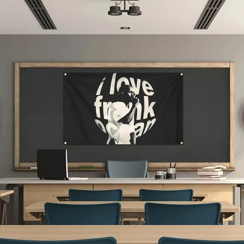 VIKAMA Black White Frank Ocean Singer Text Portrait Tapestry, Minimalist Wall Hanging for Trendy Room Decor