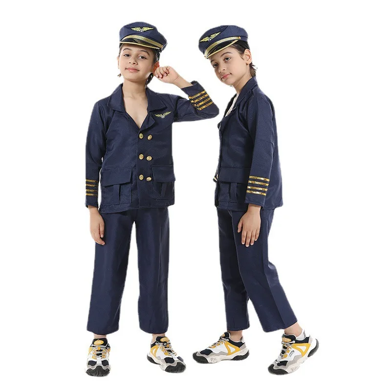 Disfraz de piloto de Halloween, disfraz de capitán astronauta, camuflaje de policía, ingeniero, médico, enfermera, actuación infantil
