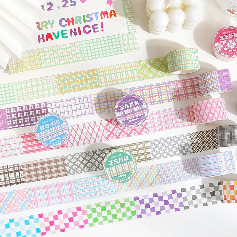 Candy-flavored early summer series Creative Simple Color Plaid Star Washi Tape Basic Decoration Material Stationery Masking Tape