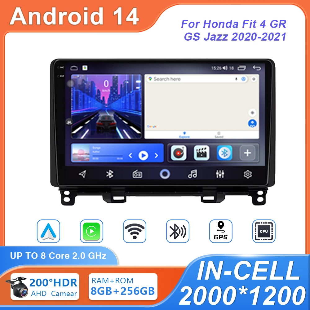 

Car Radio Carplay For Honda Fit 4 GR GS Jazz 2020-2021 GPS Navigation Android Auto Wifi No 2din DVD Stereo Head Unit 5G WIFI