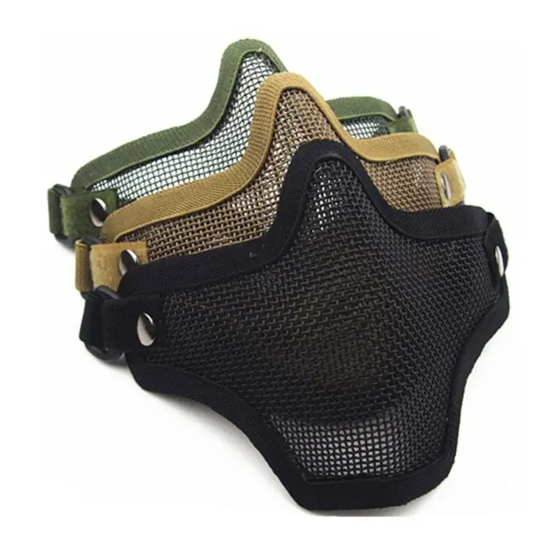 

1PC Tacticals Protective Strike Paintball Mesh Camouflage Protective Airsoft Steel Metal Mesh Half Face Mask Hunting Accessories