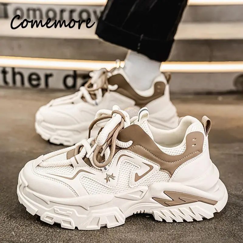 Comemore Men's Chunky Sport Shoes Simple Versatile Comfort Male Footwears High Quality Causal Athletic No Slip Running Sneakers