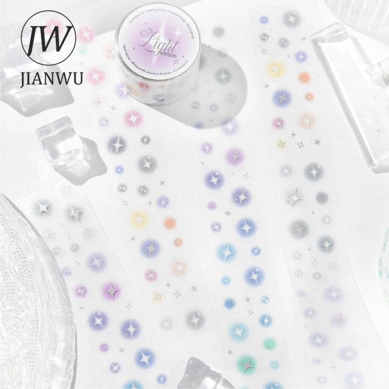 JIANWU Chronicles of Light Salt Series Cute Star Love Smudge Landscape Material Collage PET Tape Creative DIY Journal Stationery