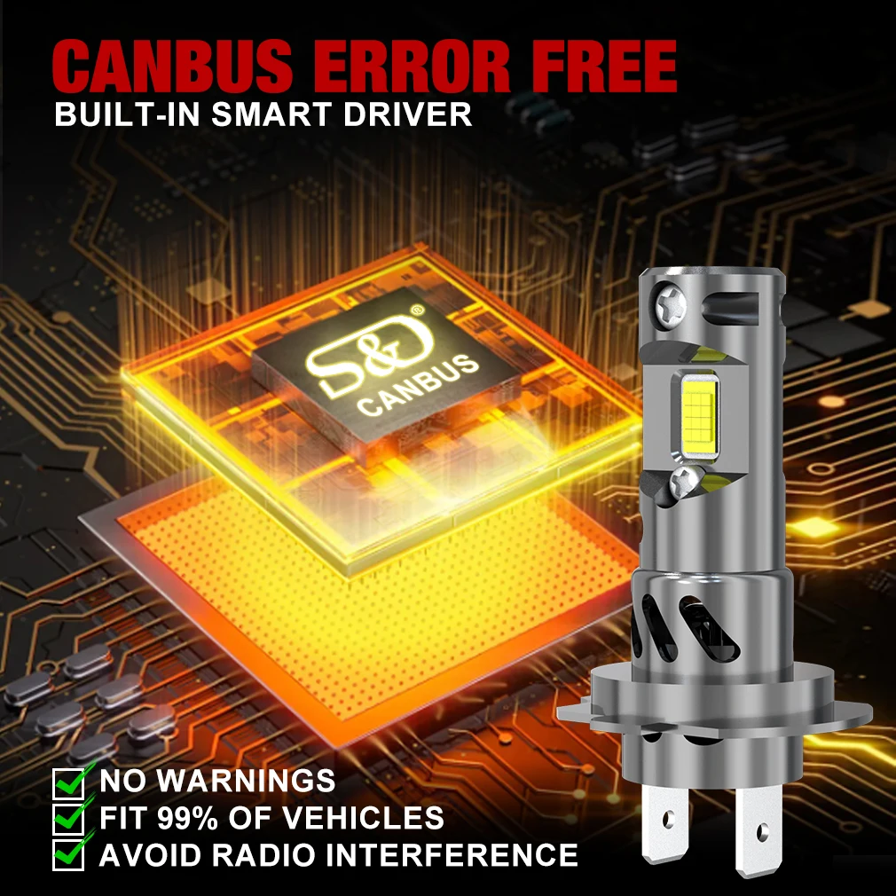 30000LM H7 LED Headlight Bulb Mini Wireless 24pcs 3570 CSP Chips for Car Headlamp Auto Diode Lamps H7 Turbo Led 12V 6500K