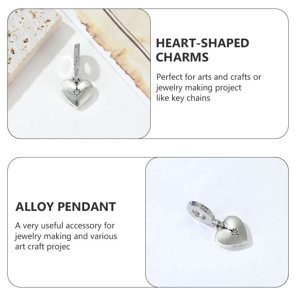 

5pcs Heart-Shaped Bracelet Charm Wrist Chain Pendant Jewelry Diy Accessory Durable Alloy Material For Keychains Necklaces Crafts
