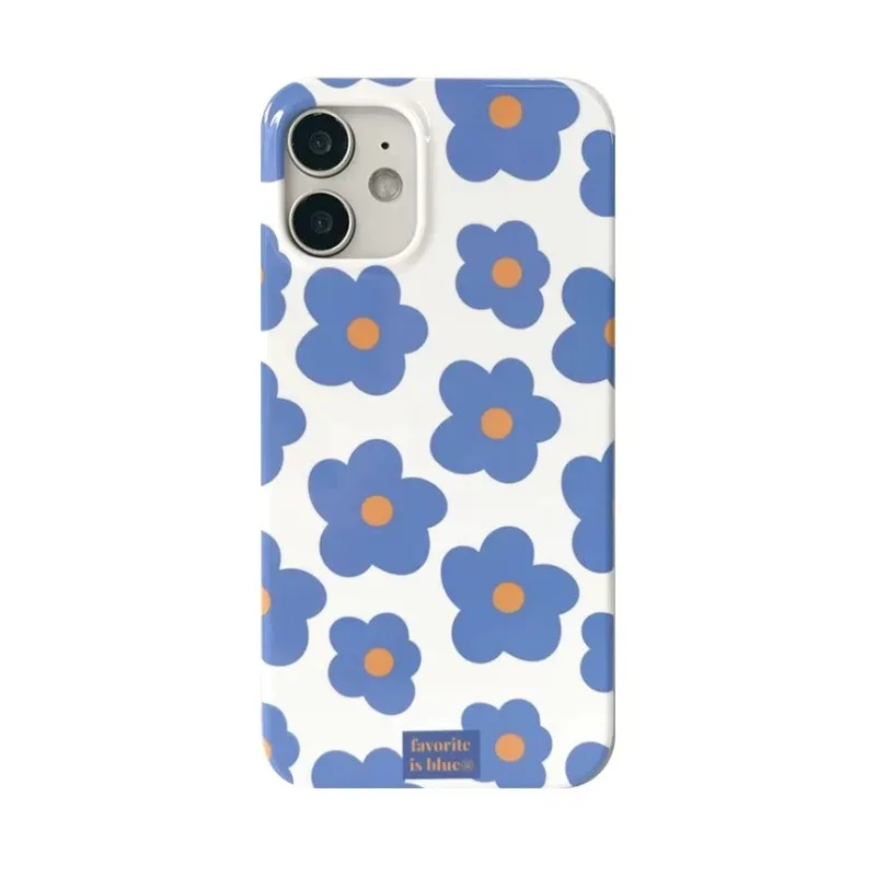 Blue Striped Flower Phone Case For iPhone 17 16 15 14 13 12 11 Pro Max Mini SE 7 Plus Shockproof Non-Slip Silicone Cover Fundas - náhled 2