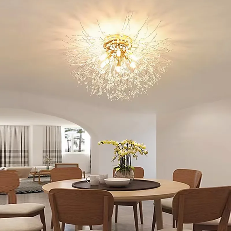 Nordic Dandelion Crystal Ceiling Light Living room Dining Room Bedroom LED G9 bulb Chandelier Room Lamp Fireball Decorative