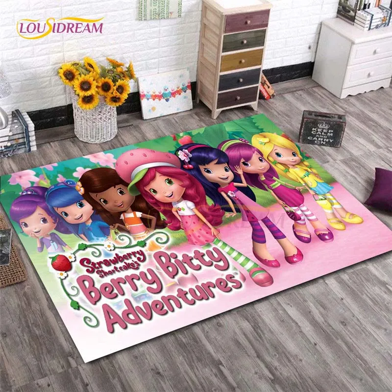 New Strawberry Shortcake Area Rugs for Bedroom Cartoon Carpets for Living Room Anime Carpet Soft Rug Fans Gift Home Decoration