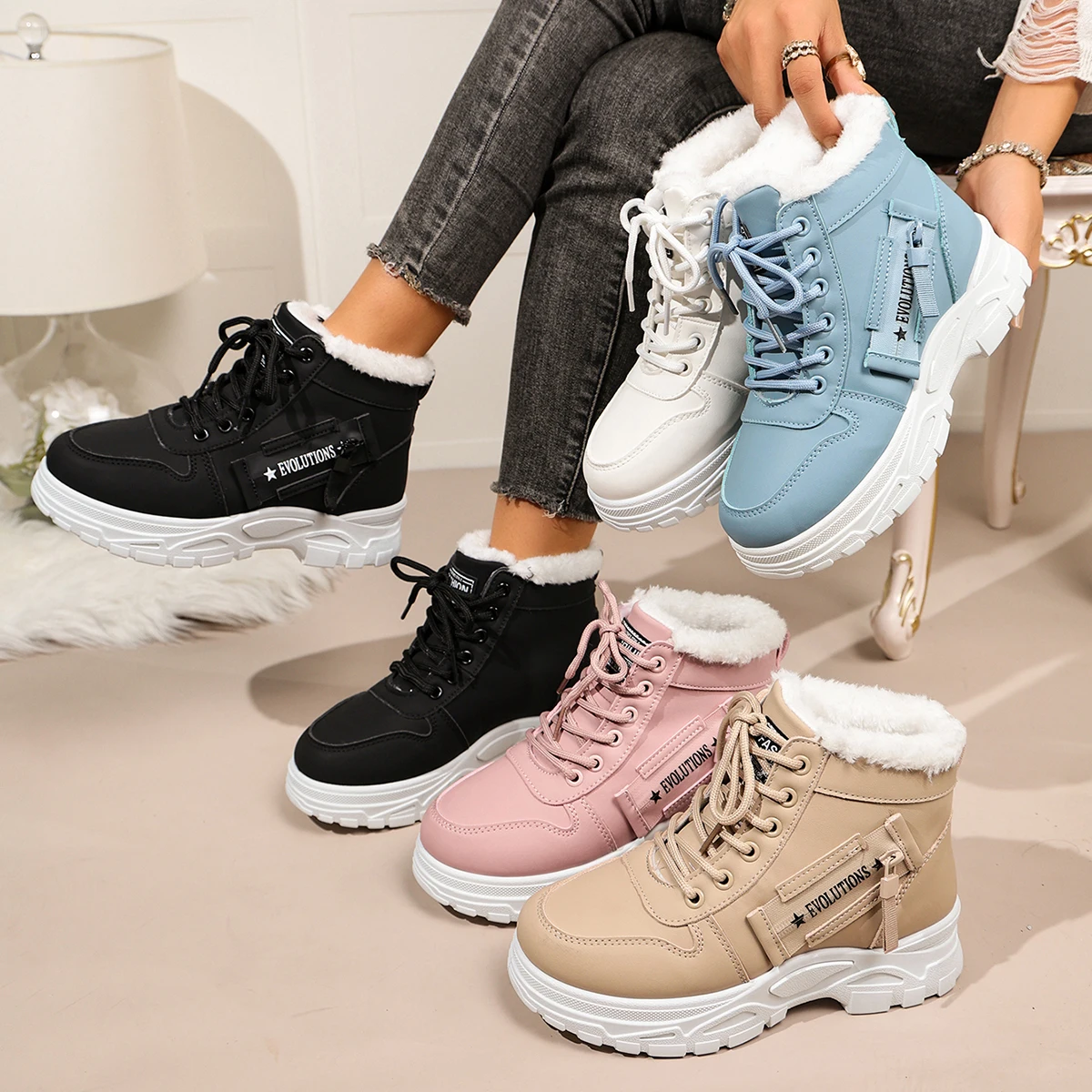 Leather-surface Non-slip Cotton Boots, Lined and Thickened, 2026 Winter Thick-soled Cotton Shoes, Stylish Versatile Snow Boots