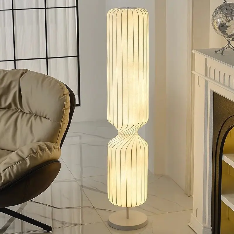 

Modern Luxury Cream Style Silk Shade Floor Lamp Creative Ambient Living Room Bedroom Sofa Side Home Decor Novelty LED Light New