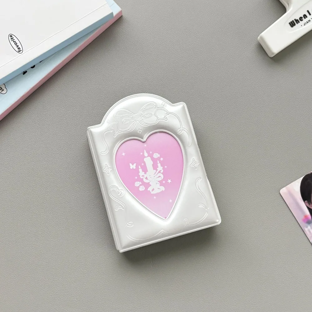 Cute 3 Inch Photocard Binder Album PVC Pearl White Mini Photo Album 32 Pockets Kpop Photo Card Book Holder