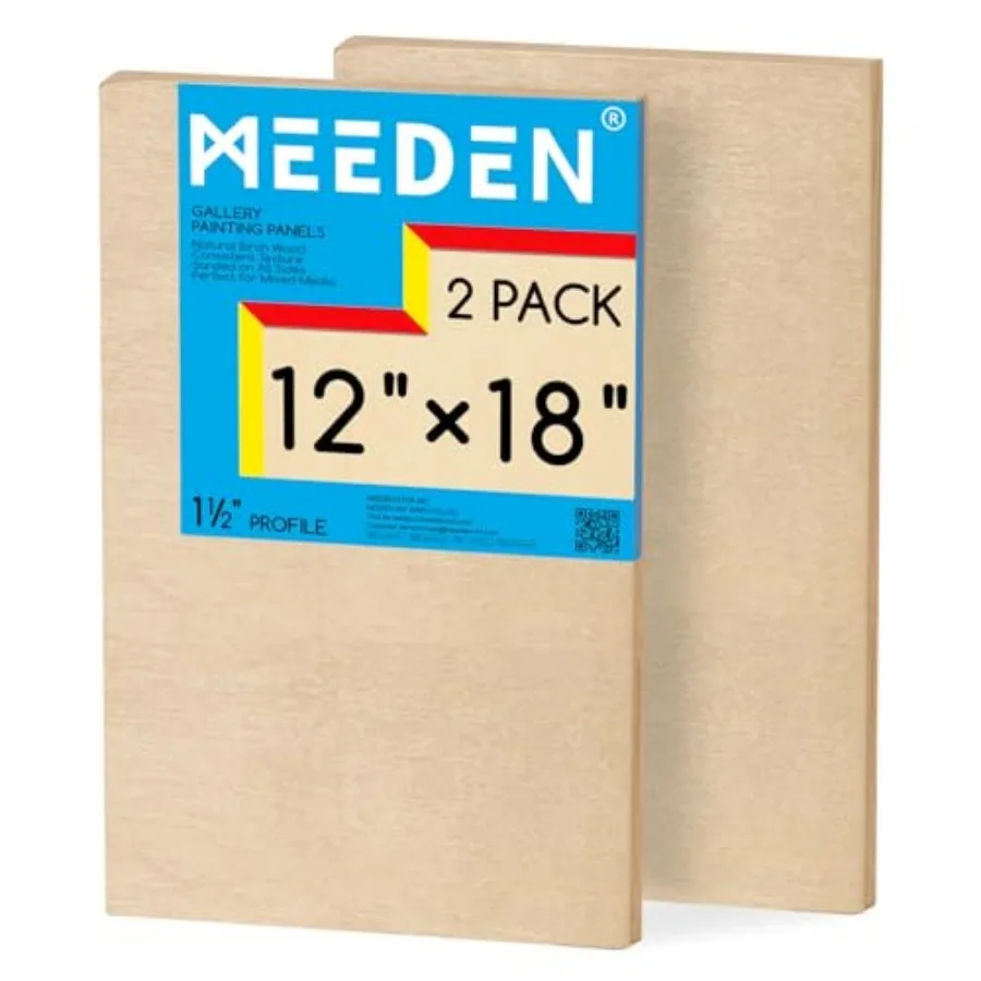 

Доска для рисования MEEDEN из необработанного дерева: глубина 1-1/2 дюйма, 12x18 дюймов, набор из 2 деревянных холстов на подрамнике, заготовки для живописи