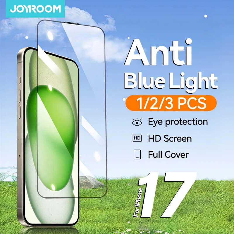 Joyroom 1/2/3pcs HD Anti-Blauw Licht Glas voor iPhone 17 Pro Max Screen Protector Volledig scherm Oogbescherming Gehard Glas
