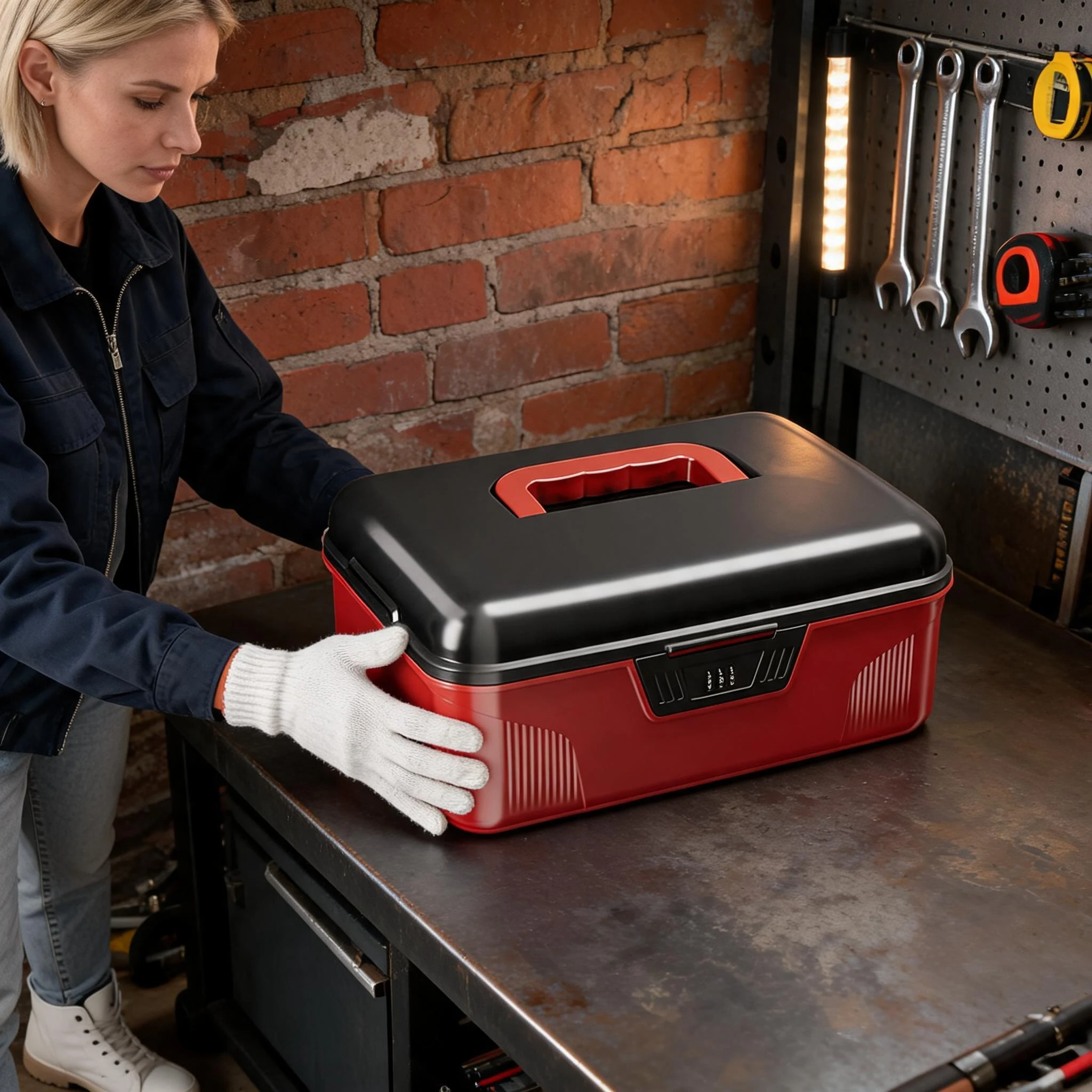 1pc portable tool storage box, large capacity multi-layer grid password storage box