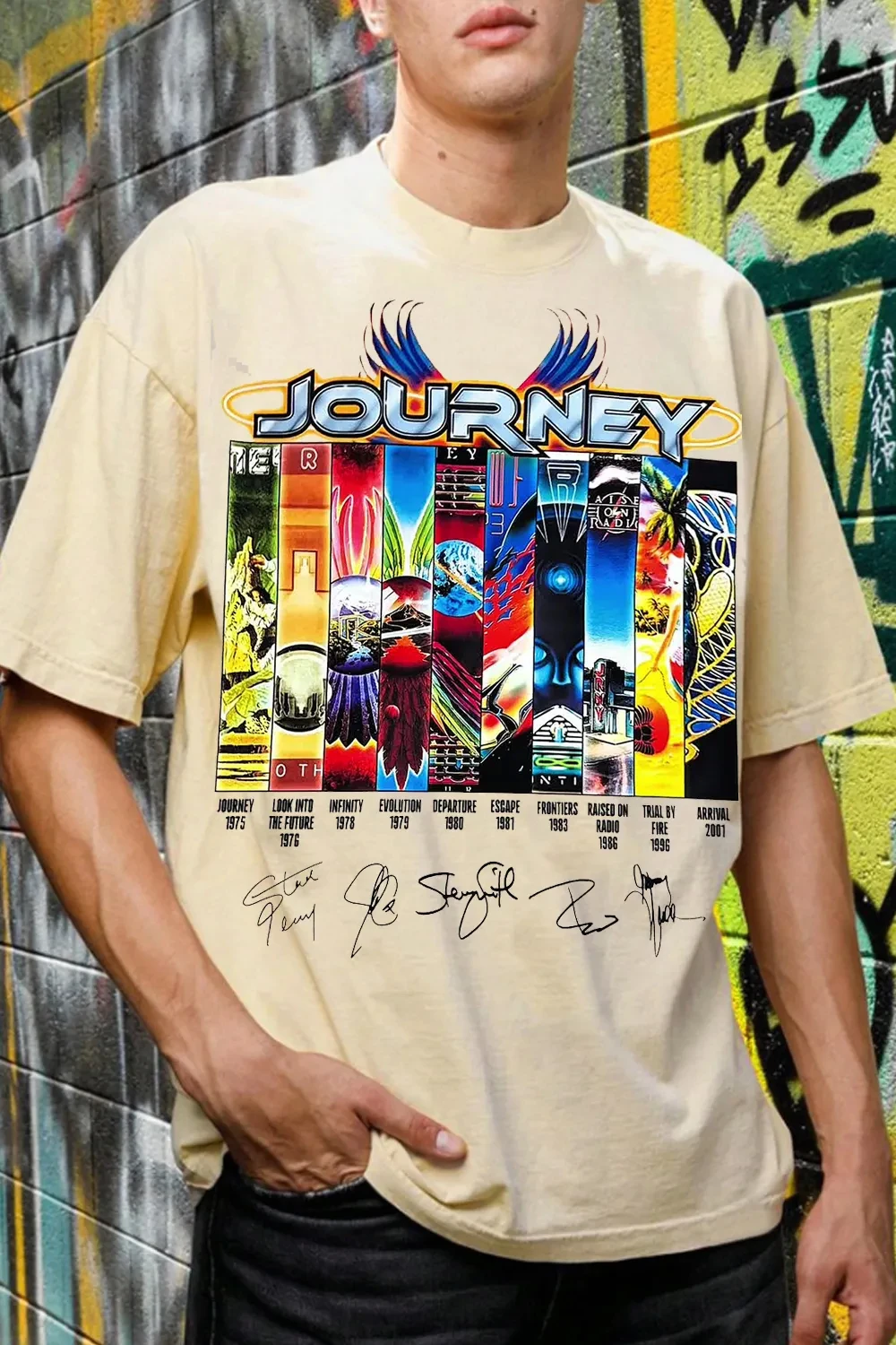 Hot Sale Hip Hop Journey Band T Shirt Mens Womens Cotton Tees Ummer Casual Short Sleeve Round Neck Clothing Loose Tops Trend