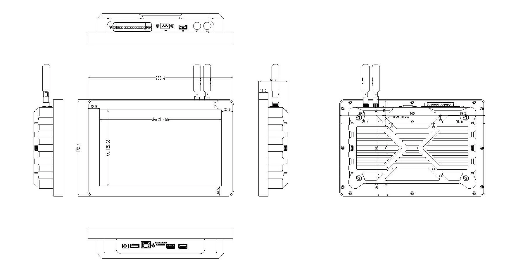ضوء الشمس في الهواء الطلق قابل للقراءة ومضاد للوهج عالي السطوع شاشة LCD تعمل باللمس صناعية