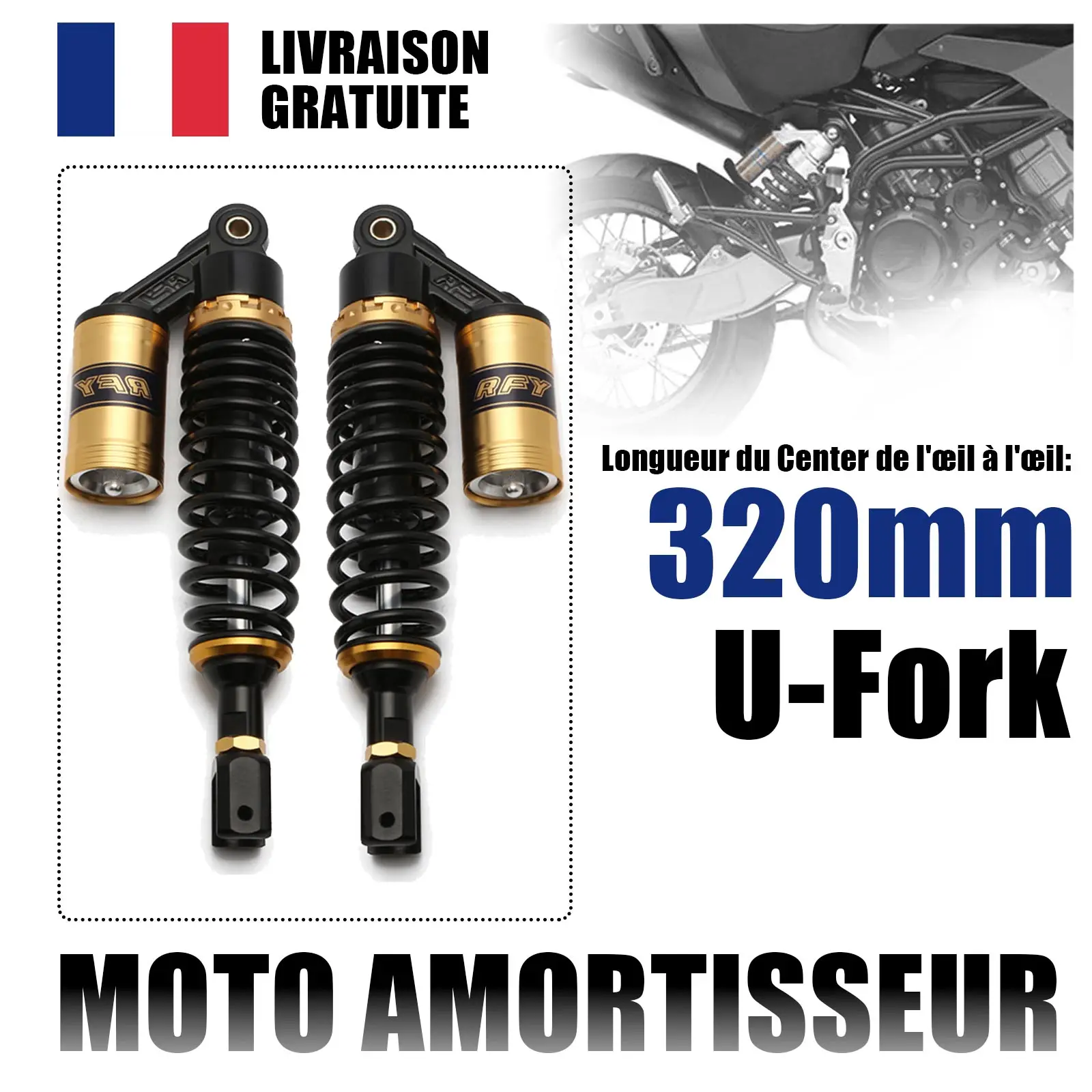 

320 мм мотоциклетный воздушный амортизатор, задняя подвеска, вилка, велосипед для грязи, мотороллер, квадроцикл, аксессуары UTV, модификация двигателя