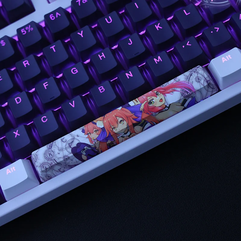 1 Bộ PBT Dye Subbed Keycaps 2 Chiều Hoạt Hình Anime Chìa Khóa Mũ OEM Profile Backlit Keycap Cho Fate/Extra FGO Tamamo Không Mae