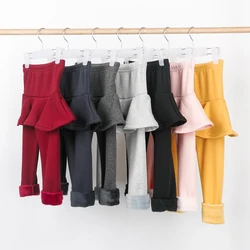 Pantalones de algodón para niñas, mallas cálidas de Color liso para niños de 2 a 10 años, ropa de otoño, falda de alta calidad