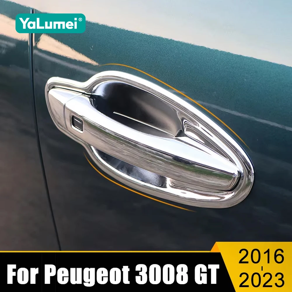 

For Peugeot 3008 GT 2016 2017 2018 2019 2020 2021 2022 2023 Hybrid ABS Car Door Handle Bowl Catch Cover Protection Case Stickers