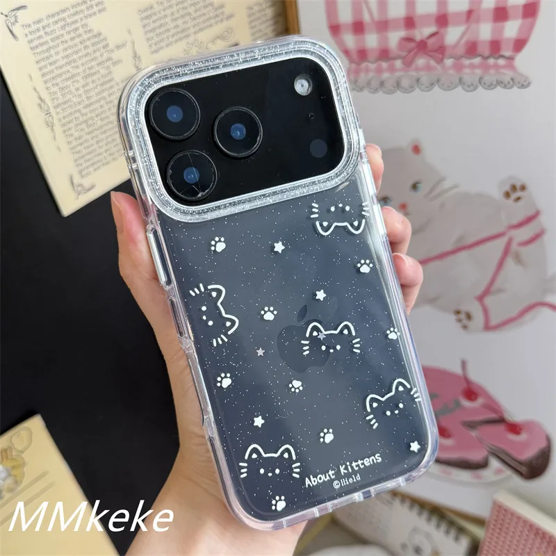 Korean Ins Shining Star Kitten Paw Kawaii Cat Phone Case For iPhone 18 17 AIR 16 15 14 13 12 11 Pro Max Plus MINI Y2K Cover view 4