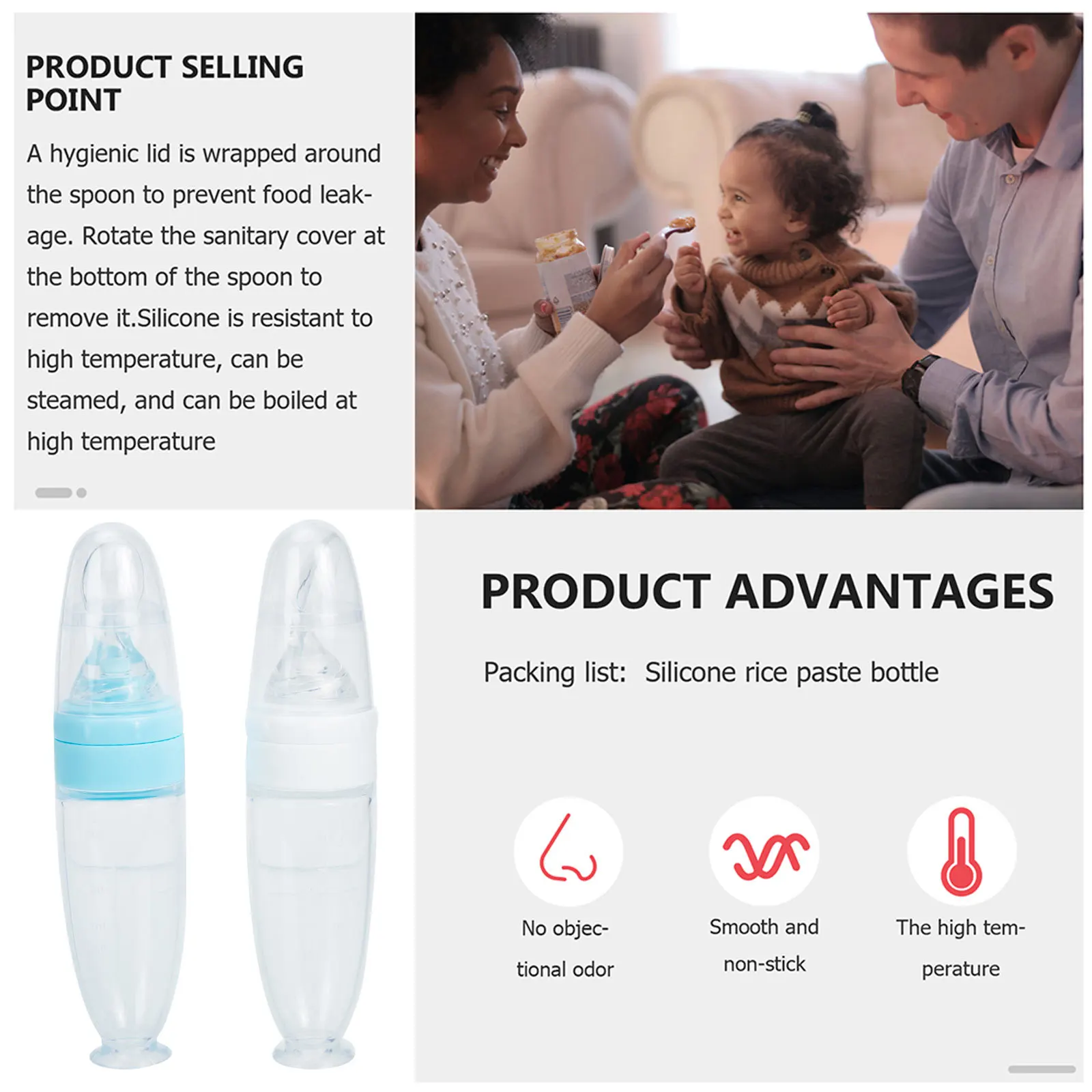 2 قطعة سيليكون الطفل الغذاء زجاجة مغذيات ضغط موزع للحبوب هريس حليب الثدي صيغة السفر استخدام المهارات الحركية الدقيقة